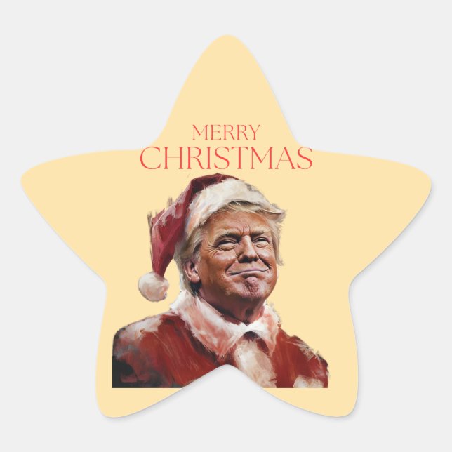 Funny Trump Santa Claus Christmas Card Star Sticker (Front)