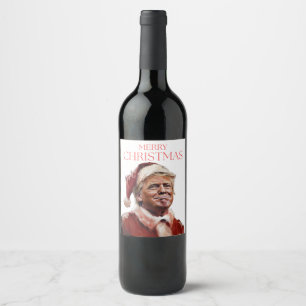 Funny Trump Santa Claus Christmas Card Wine Label