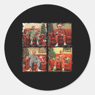 Funny Trump Santa Claus Christmas Xmas Pyjamas Hol Classic Round Sticker