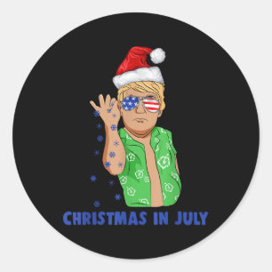 Funny Trump Santa Claus Salt Christmas In July Gif Classic Round Sticker