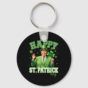 Funny Trump St Patrick's Day Lucky Shamrock Irelan Keychain