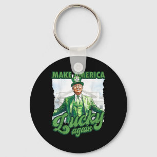 Funny Trump St Patricks Day Make America Lucky Keychain