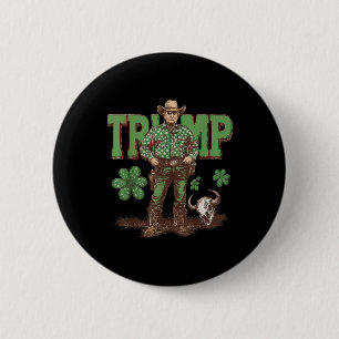 Funny Trump St Pattys Western Cowboy Trump 2 Inch Round Button
