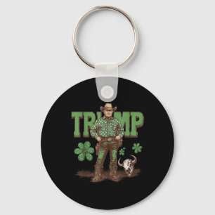 Funny Trump St Pattys Western Cowboy Trump Keychain