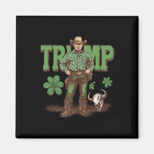 Funny Trump St Pattys Western Cowboy Trump Shamroc Magnet