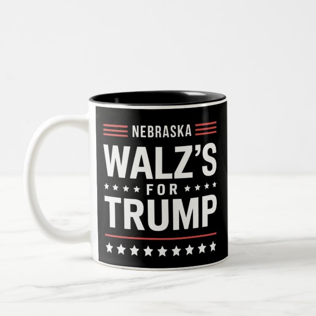 Funny Trump Vance Walz's For Trump Nebraska Two-Tone Coffee Mug (Left)