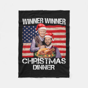 Funny Trump Vance Winner Winner Christmas Dinner S Fleece Blanket
