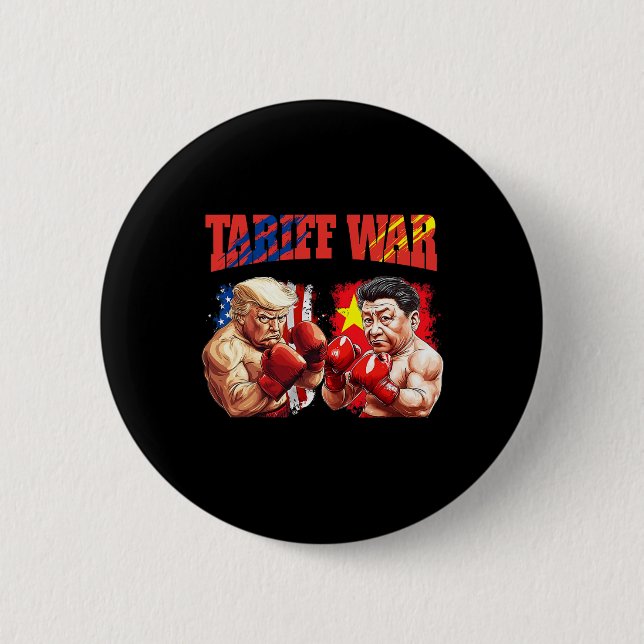 Funny Trump Vs Xi Jinping Boxing Boxing Match  2 Inch Round Button (Front)