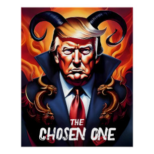 Funny Trump w/ Horns Chosen One Poster