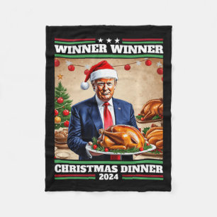 Funny Trump Winner Winner Christmas Dinner Fleece Blanket