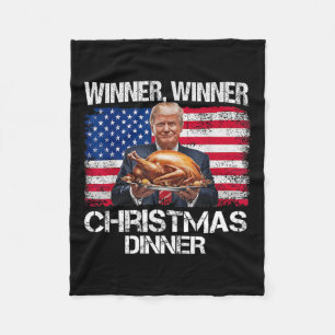 Funny Trump Winner Winner Christmas Dinner Santa A Fleece Blanket