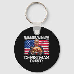 Funny Trump Winner Winner Christmas Dinner Santa A Keychain
