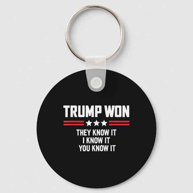 Funny Trump Won They Know It I Know It You Know Keychain (Front)