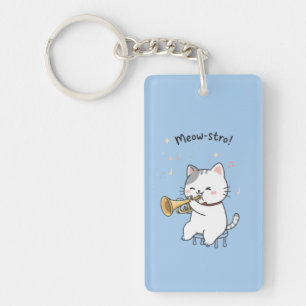 Funny Trumpet Cat – Cute Feline Jazz  Keychain