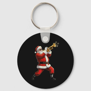 Funny Trumpet Santa Christmas Graphic Player Trump Keychain