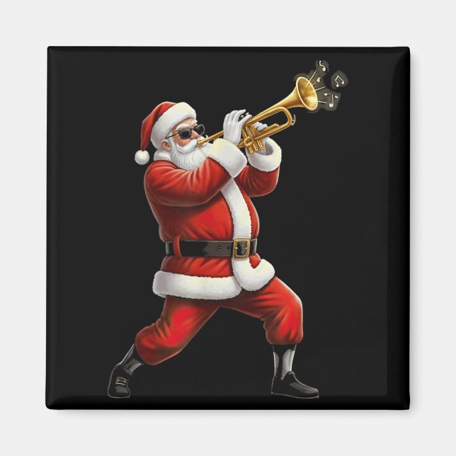 Funny Trumpet Santa Christmas Graphic Player Trump Magnet (Front)