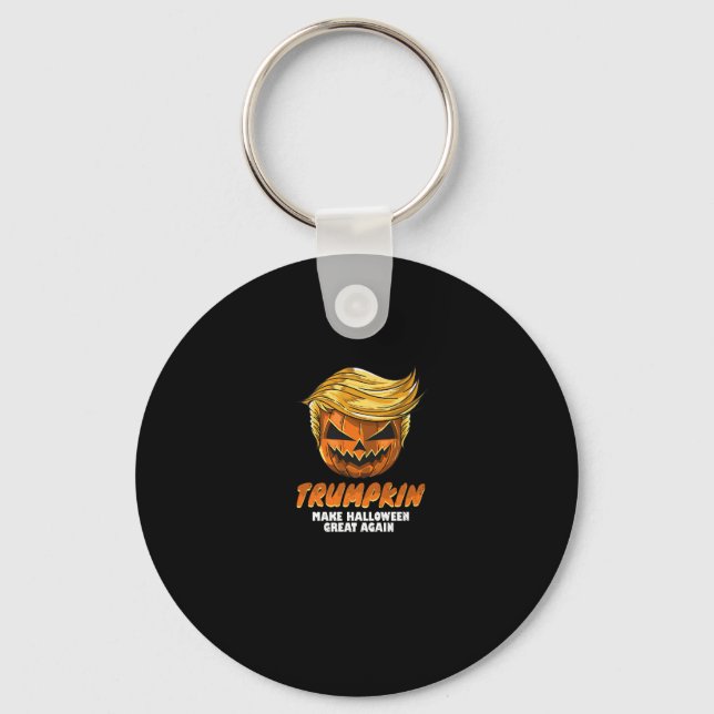 Funny Trumpkin  Make Halloween Great Again Easy Co Keychain (Front)