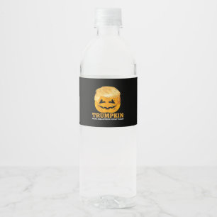 Funny Trumpkin Make Halloween Great Again Water Bottle Label