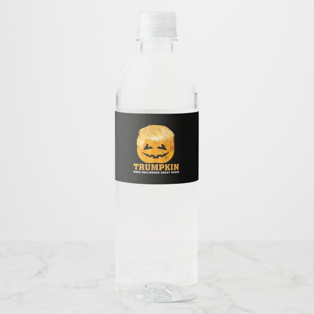 Funny Trumpkin Make Halloween Great Again Water Bottle Label (Front)