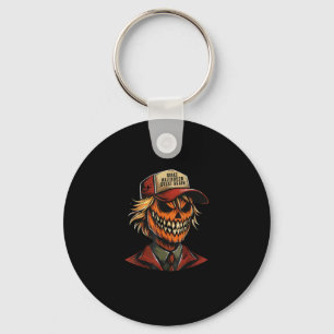 Funny Trumpkin Pumpkin Skeleton Make Halloween Gre Keychain