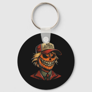 Funny Trumpkin Pumpkin Skeleton Make Halloween Gre Keychain