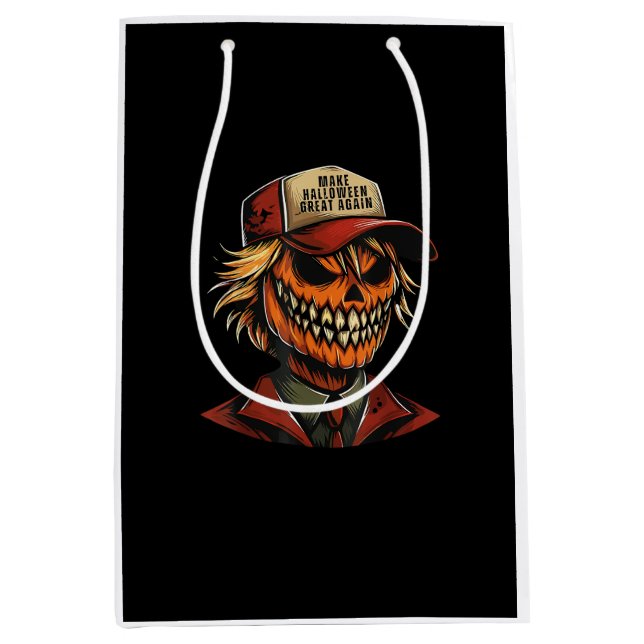 Funny Trumpkin Pumpkin Skeleton Make Halloween Gre Medium Gift Bag (Front)
