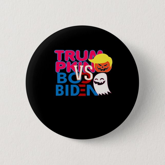 Funny Trumpkin Vs Boo Biden Halloween Design Class 2 Inch Round Button (Front)