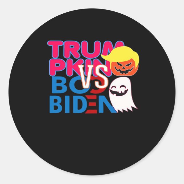 Funny Trumpkin Vs Boo Biden Halloween Design Class Classic Round Sticker (Front)
