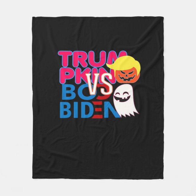 Funny Trumpkin Vs Boo Biden Halloween Design Class Fleece Blanket (Front)