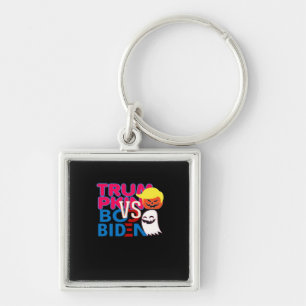 Funny Trumpkin Vs Boo Biden Halloween Design Class Keychain