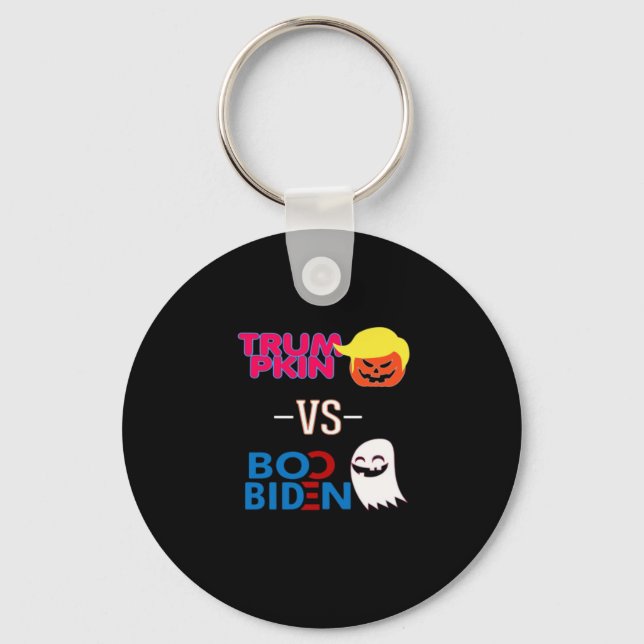 Funny Trumpkin Vs Boo Biden Halloween Design Class Keychain (Front)