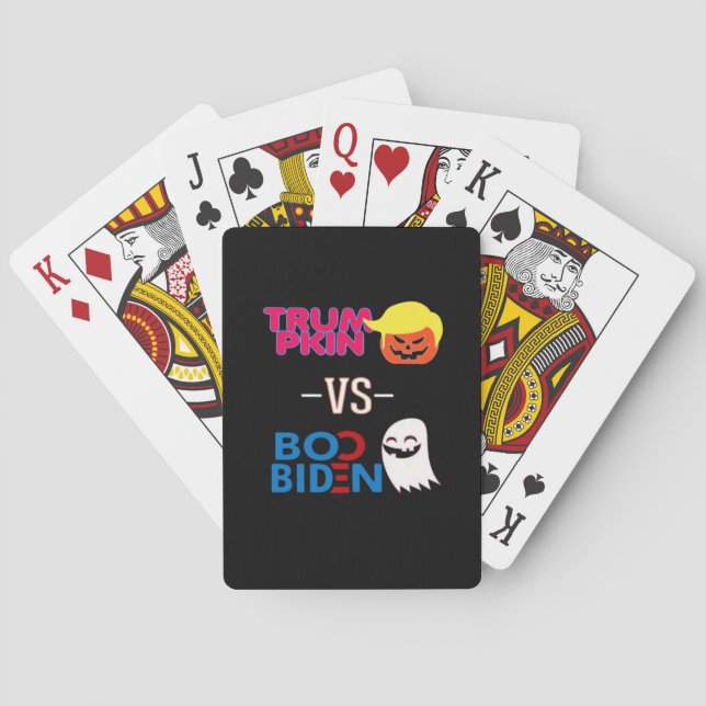 Funny Trumpkin Vs Boo Biden Halloween Design Class Playing Cards (Back)