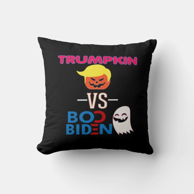 Funny Trumpkin Vs Boo Biden Halloween Design Class Throw Pillow (Front)