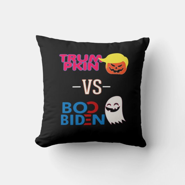 Funny Trumpkin Vs Boo Biden Halloween Design Class Throw Pillow (Front)