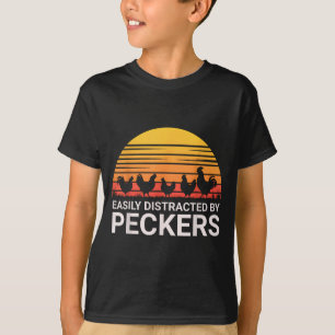 Funny Tshirt Easily Distracted Peckers Farmer Love