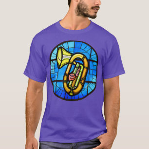 Funny Tuba Shirt Stained Glass Art Music Boys Girl