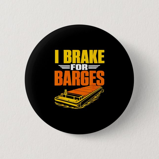 Funny tugboat captain harbour barges boat operator 2 inch round button (Front)