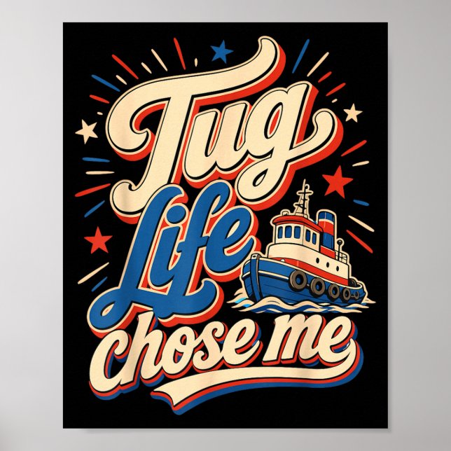 Funny tugboat crew captain  poster (Front)