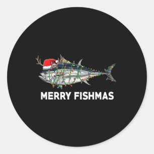 Funny Tuna Fish Christmas Santa Claus Xmas Fisherm Classic Round Sticker