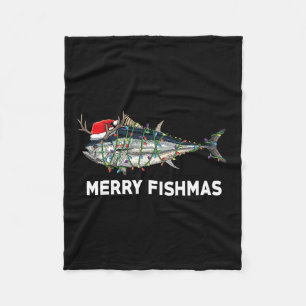 Funny Tuna Fish Christmas Santa Claus Xmas Fisherm Fleece Blanket