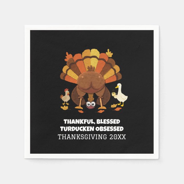 Funny Turducken Thanksgiving Napkin (Front)