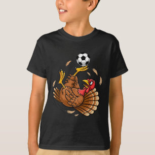 Funny Turkey Bicycle Kick Soccer Thanksgiving Boys T-Shirt