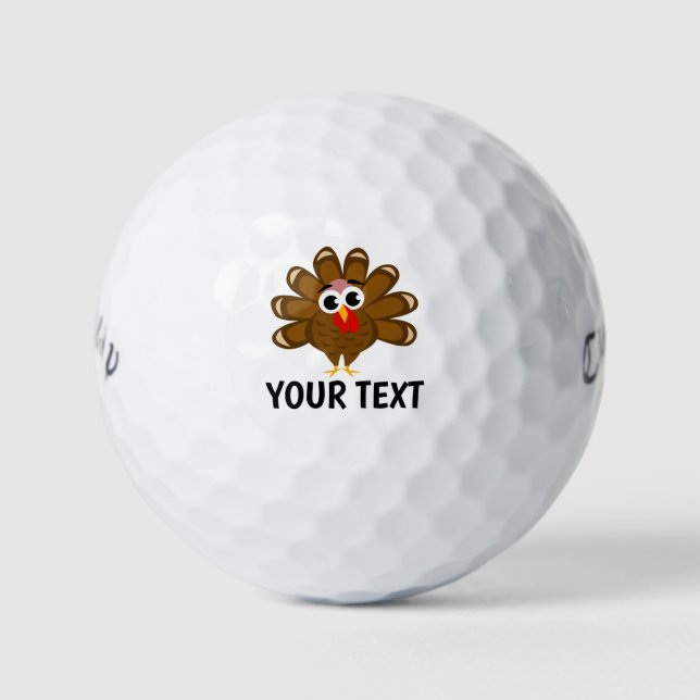Funny turkey bird cartoon custom Thanksgiving Golf Balls (Front)