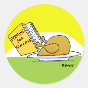 Funny Turkey Cartoon Thanksgiving or Christmas  Classic Round Sticker