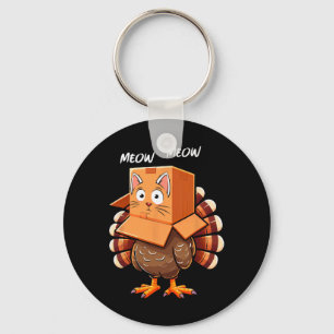 Funny Turkey Cat Meow Men Women Kids Happy Thanksg Keychain