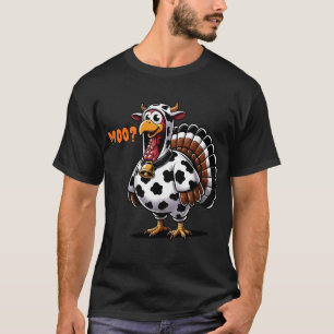 Funny Turkey Cow Costume Moo-key Thanksgiving T-Shirt