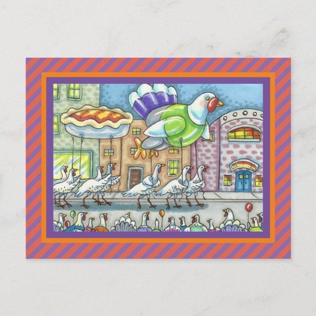 FUNNY TURKEY DAY PARADE HELIUM BALLOONS POSTCARD (Front)