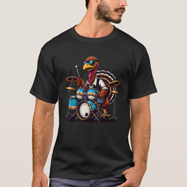 Funny Turkey Drums Thanksgiving Drum Drummer Women T-Shirt (Front)