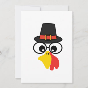 Funny Turkey Face for Thanksgiving Invitation