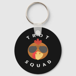 Funny Turkey Face Trot Squad Thanksgiving Running Keychain